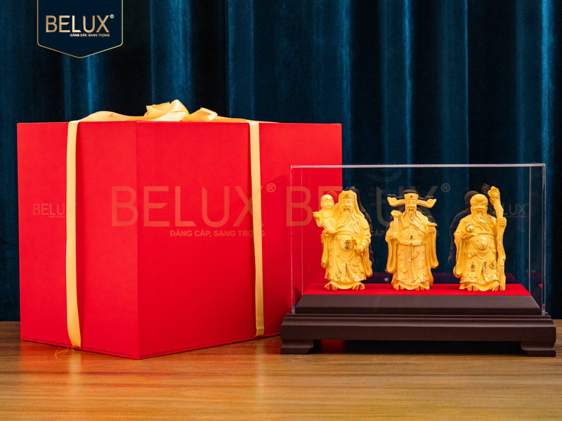 Bộ tượng tam đa Phúc Lộc Thọ vàng cát cao 10cm